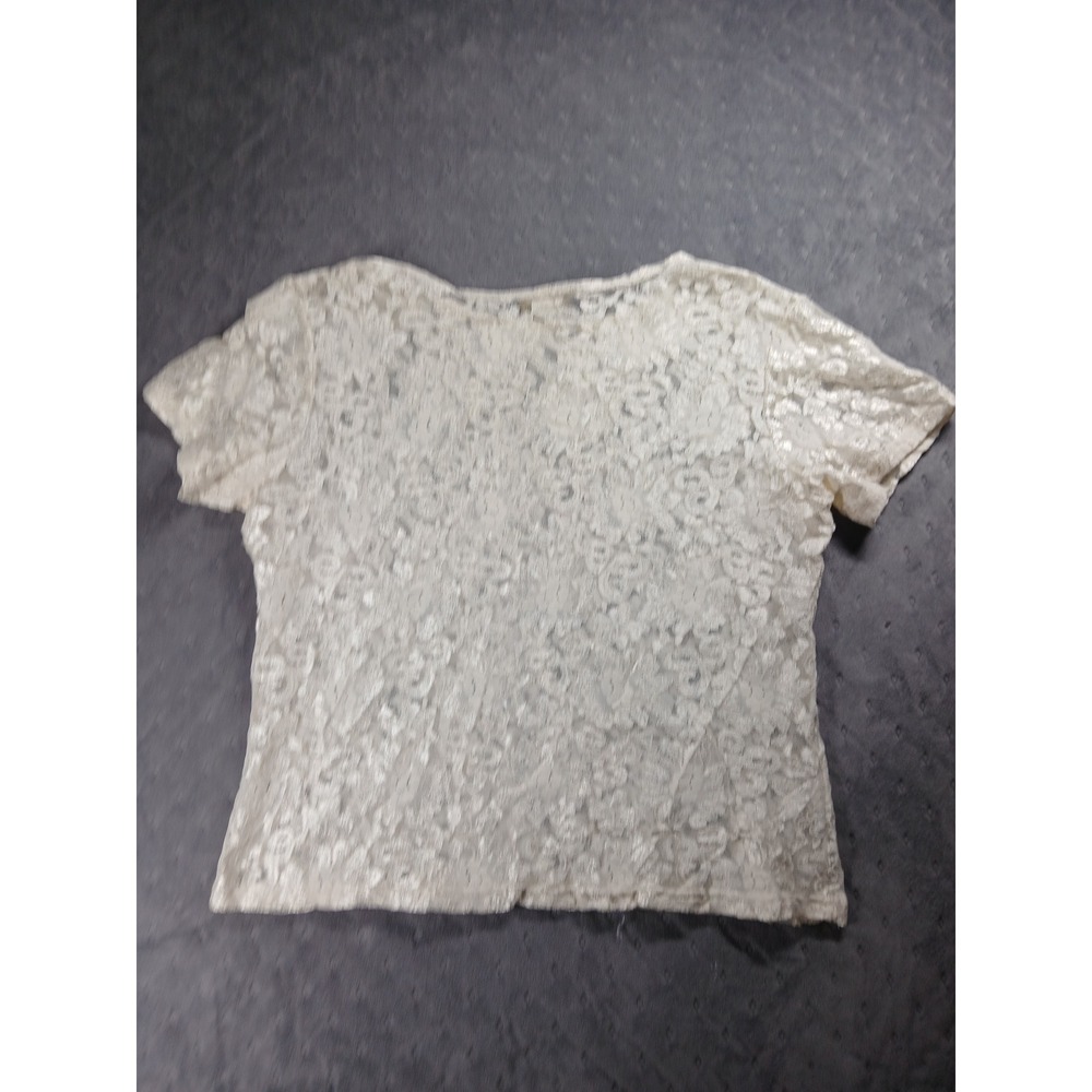 Vintage Willow Ridge Lace Top Womens Cream Sheer Floral Boho Coquette Blouse - Picture 6 of 6